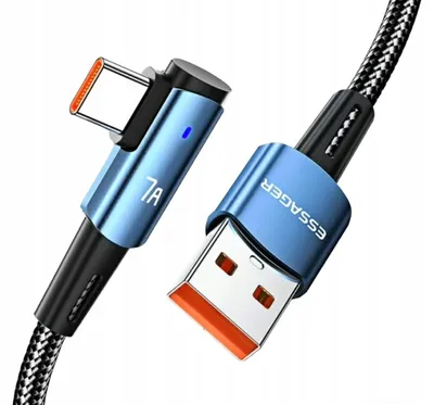Image de Essager Câble USB A vers USB-C 2m 90° 100W Rapide Noir