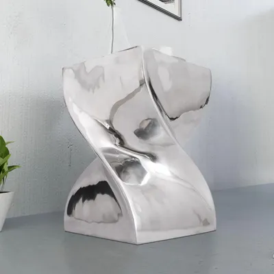 Obrázok produktu pre vidaXL Stolička/bočný stolík Twisted Shape Silver Aluminium