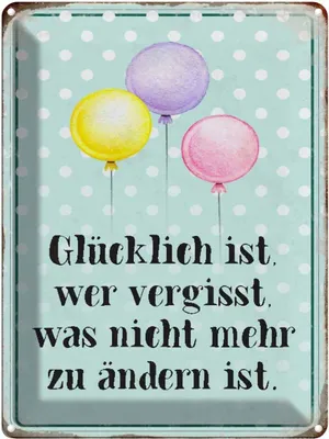 Produktbild von vianmo Blechschild 40x30 cm glücklich ist wer vergisst was Spruch Zitat