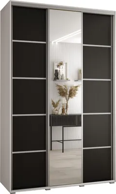 Produktbild von MEBLE KRYSPOL Davos 5 Schrank, drei Türen - 235,2x160x45 cm - Weiß Schwarz Silber