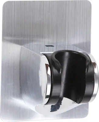 A close-up of a shower head holder attached to a wall.