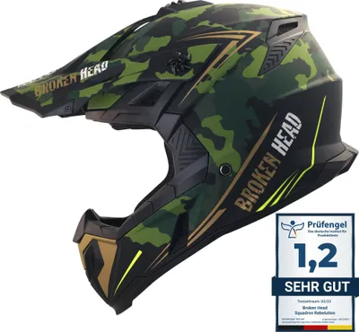 Produktbild von Broken Head Crosshelm Squadron Rebelution Camouflage Gold-Neon-Gelb : L (59-60 cm) Größe: L (59-60 cm)