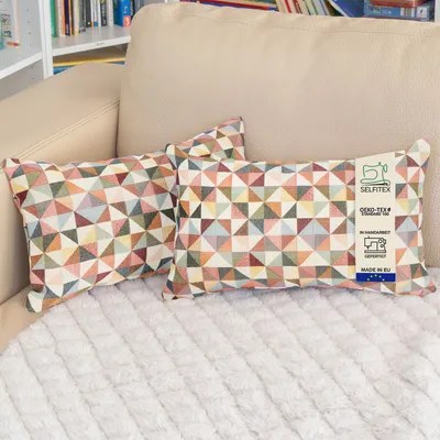 Produktbild von Selfitex 2er Set Bunte Couchkissen 30x50 cm, Sofakissen mit Füllung und Bezug, kuschelweiches Lesekissen, dekoratives Fernsehkissen, Deko- und Kopfkissen, Rückenkissen, Muster: Art