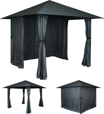 Produktbild von Famanu Pergola Terrassenüberdachung 3x3m - Antrazit mit Seitenwänden