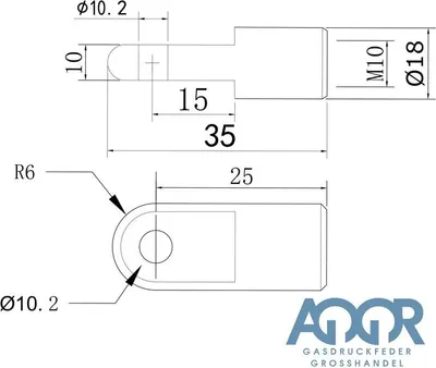 Produktbild von Auge M10 25mm Ø8,2mm Ø10,2mm Zubehör für Gasdruckfedern Augenaufnahme