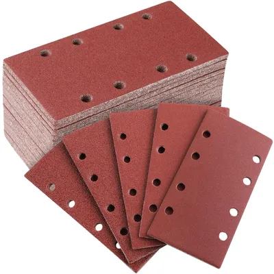 Image de Papier abrasif, 50 pièces, 93 x 185 mm, 8 trous, pour ponceuse