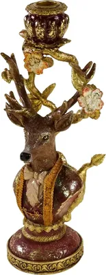 Produktbild von Eleganter Kerzenhalter Hirsch 'ALEXANDER jun.' aus Polyresin 30 cm H, mehrfarbig
