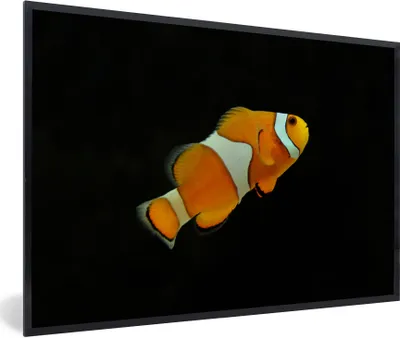 Produktbild von MuchoWow® Gerahmtes Poster Fisch - Linie - Schwarz 60x40 cm - Poster mit Schwarzem Bilderrahmen Wandposter Rahmen Foto Bilder - Printing - Wanddeko Schlafzimmer