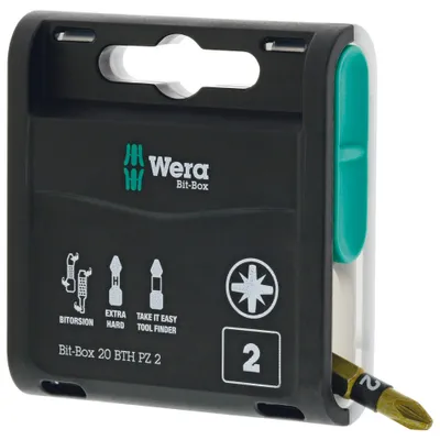 Zdjęcie produktu dla Wera 20 BTH PZ 2, 20 szt., Pozidriv, PZ 2, Metal, Plastik, 20x PZ 2x25 mm, CE