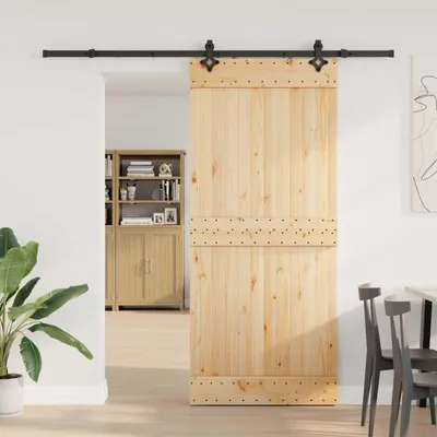 Produktbild von Möbel Schiebetür NARVIK Natürlich und Schwarz 90 x 210 cm (213,5 cm)Zimmertüren  - Zimmertüren  c6134