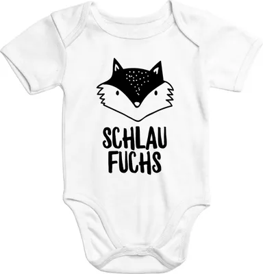 Produktbild von kurzarm Baby-Body mit Aufdruck Schlau Fuchs Einteiler Baumwolle Moonworks® 0-3 Monate