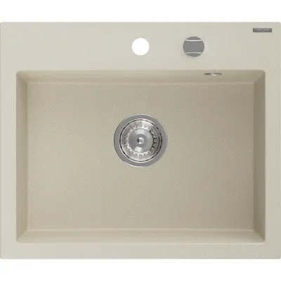 Zdjęcie produktu dla Mexen Oscar zlewozmywak granitowy 1-komorowy 580 x 490 mm, beżowy, syfon chrom - 6519581000-69