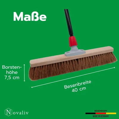 Obrázek produktu pro Novaliv kokosové koště 50 cm s teleskopickou násadou Koště s kokosovými štětinami Přírodní štětiny s násadou Dílenské koště Průmyslové koště Domácí koště Zametací koště Malířské koště Vlasové koště Koště na terasu Měkké koště