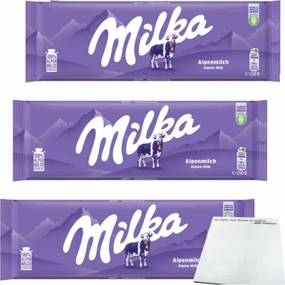 Produktbild von Milka Alpenmilch 3er Pack (3x250g Großtafel) + usy Block