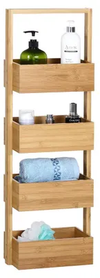 Productafbeelding van Badkamerplank 88x16x28 cm - Bamboe met 4 planken