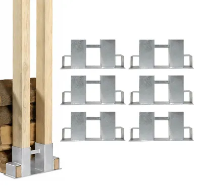Immagine prodotto di Set di 6 supporti per legna in acciaio zincato a caldo 34x10x15 cm Supporto per legna da ardere Scaffale per legna da ardere