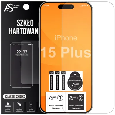 Zdjęcie produktu dla Szkło hartowane do iPhone 15 Plus - szybka ochronna na ekran 9H