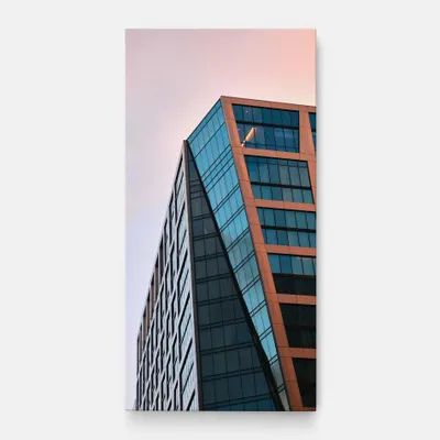 Produktbild von ARTHUB® Leinwandbild 40x80 cm, Blue Glass Building | Wohnzimmerdekoration, Hängende Bilder, Wanddekoration, Heimdekoration, Landschaften, Städtisch