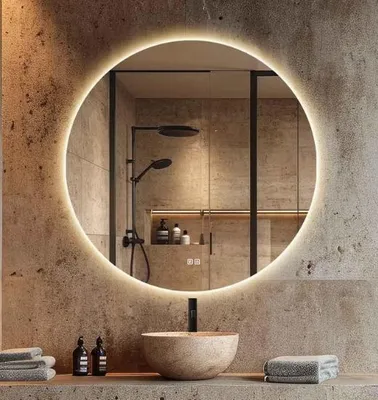 Produktbild von LED Badspiegel Rund 60 cm – Anti-Beschlag, 3 Lichtfarben (CCT), stufenlos dimmbar, Touch Sensor, IP44, rahmenlos moderner Badezimmerspiegel