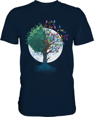 Produktbild von Natur Schmetterling Baum T-Shirt – Navy / 4XL