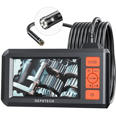 Produktbild von Depstech DS300 Inspektionskamera, Endoskop, zwei Linsen, 4,3-Zoll-LCD-Display, 1080P, FOV 2x70°, Betrachtungswinkel 170°, Sonde 7,9 mm, 7 LEDs, Batterie 3-4 Stunden, IP67, Kabel 5 m, Haken, Magnet