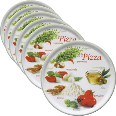 Produktbild von 6er Set Pizzateller Napoli Green Ø 33,8 cm Servier-Platte XL-Teller Porzellan