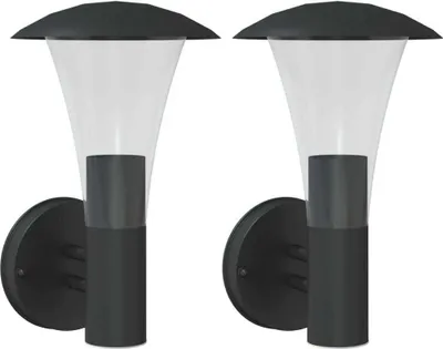 Produktbild von vidaXL Außenwandleuchten 2 Stk. Schwarz Edelstahl