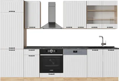 Produktbild von Küchenzeile Vicco Fame-Line Weiß Landhaus 300 cm , AP Anthrazit, Model 57131