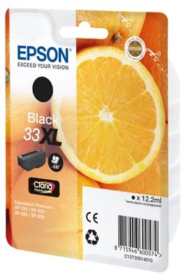 Packaging for an Epson ink cartridge with an image of an orange slice.