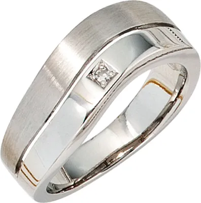 Produktbild von JOBO Damen Ring 585 Gold Weißgold 1 Diamant 0,01ct. Goldring Größe 60