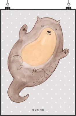 Produktbild von Mr. & Mrs. Panda Poster Otter Umarmen DIN A2 - Grau Pastell - Geschenk, kunstdruck, Wandbild, wanddeko, Hallo, glücklich, gut Gelaunt, drucke, Optimistisch, Seeotter See