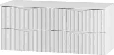 Produktbild von Badezimmer Doppelwaschtischunterschrank mit 120 cm Breite in weiß mit gerillter Front, 4 Schubladen - CALURI-140