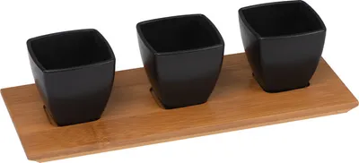 Produktbild von 4-teiliges Schälchenset aus Bambus / Snackschalen