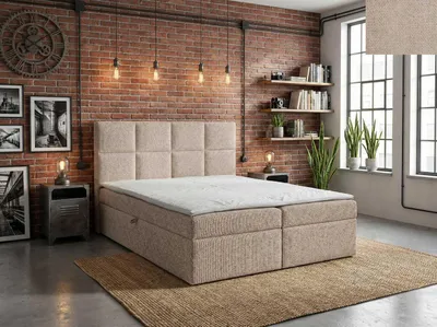Produktbild von Boxspringbett TIVOLI Nordelo Flow 02 Hellbraun - 180x200 - modern, mit Topper und Bettkasten