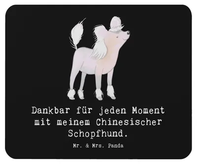 Produktbild von Mr. & Mrs. Panda Mauspad Chinesischer Schopfhund Moment - Schwarz - Geschenk, gummi, mousematte, Mouse Pad, Mousepad, Chinese Crested Dog, pc mausunterlage