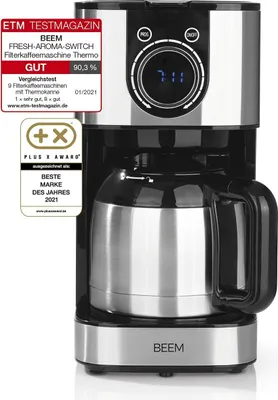 Produktbild von BEEM FRESH-AROMA SWITCH Filterkaffeemaschine 1L Thermokanne 24hTimer 800W silber