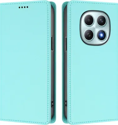 Obrázek produktu pro Kožené pouzdro pro Xiaomi Redmi Note 15 4G, magnetické flipové pouzdro zPolyuretankůže se stojánkem Mátově zelená