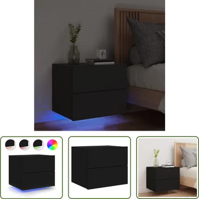 Produktbild von The Living Store Wand-Nachttisch mit LED-Leuchten Schwarz
