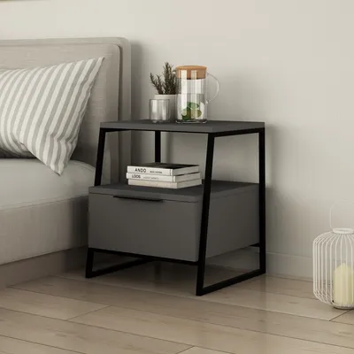 Produktbild von Skye Decor, Pal - Anthracite, Nachttische & -schränke, Anthrazit, 45 x 50 x 40 cm