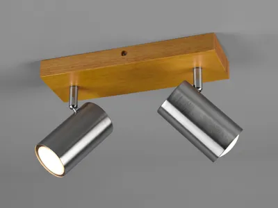 Immagine prodotto di Trio 2 faretti da soffitto MARLEY argento opaco con legno