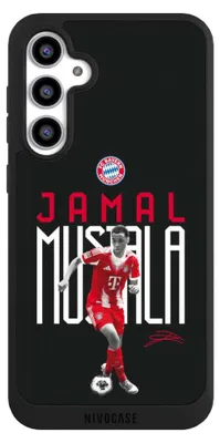 Produktbild von NIVOCASE Handyhülle für Samsung Galaxy S23 FE  Hülle NIVOpure Case Schwarz FC Bayern München Offizielles Lizenzprodukt Jamal Musiala