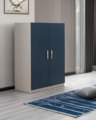Image de Armoire bleue moderne en bois pour chambre à coucher