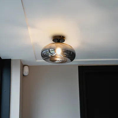 Produktbild von Smarte Deckenleuchte Schwarz mit Rauchglas inkl  WLAN P45 Busa