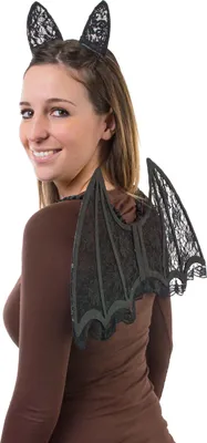 Immagine prodotto di Set di accessori per costume da pipistrello per adulti, 3 pezzi, nero - Taglia unica