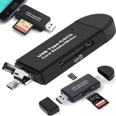 Zdjęcie produktu dla Verk 06258 Czytnik kart OTG 5 w 1, TF/SD, USB, Micro USB, USB-C