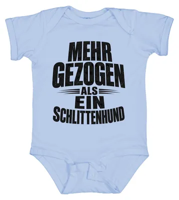 Productafbeelding van Meer getrokken dan een husky. Sport, fitness. Opmerking: sarcastisch. Babybody, lichtblauw, maat 3/6