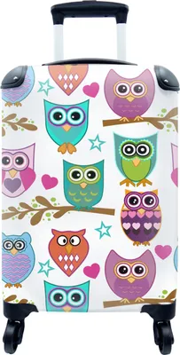Obrázok produktu pre Kufrík Ručná batožina na kolieskach Malý cestovný kufor so 4 kolieskami Dizajn - Sovy - Zvieratá - Veľkosť kabíny < 55x40x23 cm & 55x40x20 cm - Foto