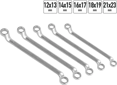 Produktbild von Doppelringschlüssel gekröpft Chrom Vanadium verschiedene Größen , Größe:12x13mm