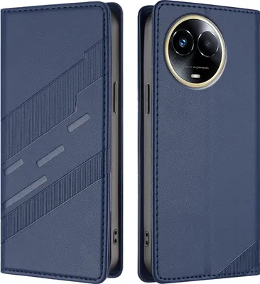 Produktbild von Hülle für Realme 11 5G, Kunstleder Brieftaschen Handyhülle mit Kartenfach und Standfunktion Blau