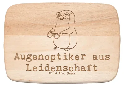 Produktbild von Mr. & Mrs. Panda Holzbrett Augenoptiker Leidenschaft - Transparent - Geschenk, Optometrist, massivholzbrett, Frühstücksbrett, schneidbrett, Lustig, Optiker, Schneidebrett